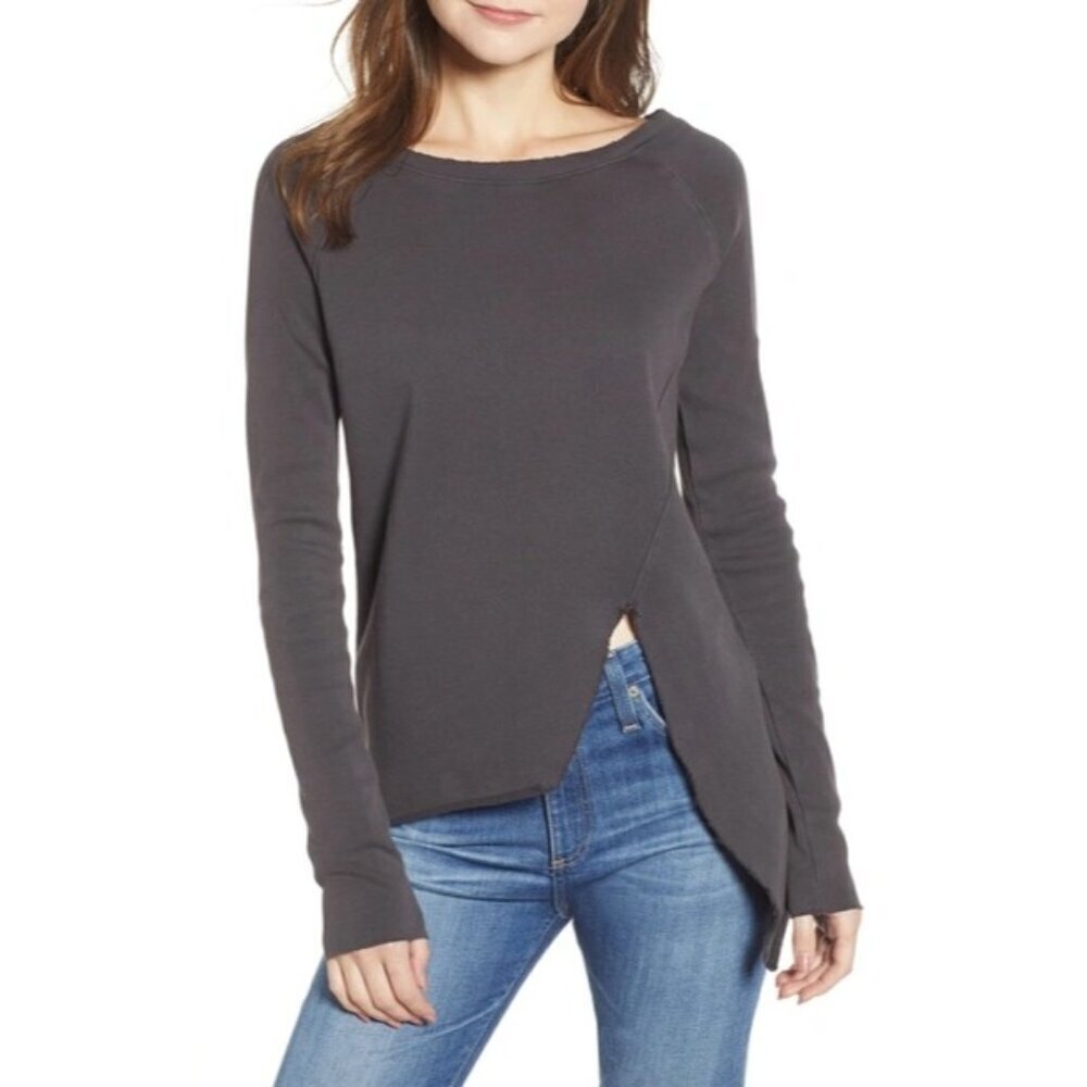 Frank & Eileen Triple Fleece Asymmetric Sweatshirt M Gray Charcoal